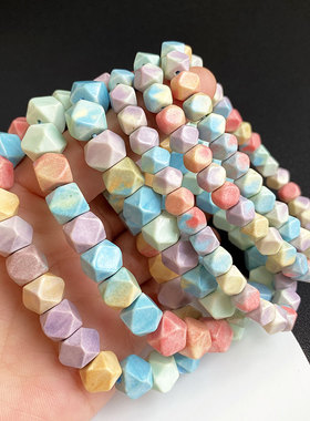 天然水晶全彩色刻面彩虹石手串