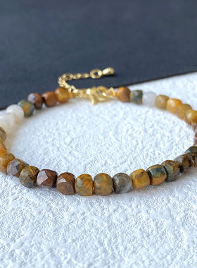 送证书天然彼得石手串彩虹切角