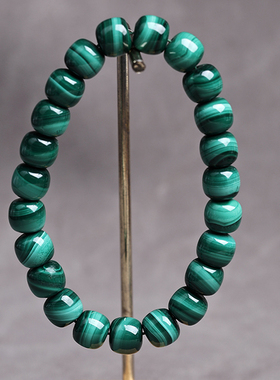 天然孔雀石盘珠桶珠手串千层纹