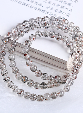 天然黑云母草莓晶水晶三圈手链