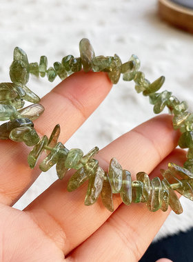 真品绿磷灰石手串随形天然水晶