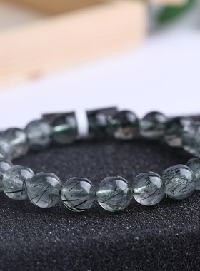 天然稀友绿发水晶手链