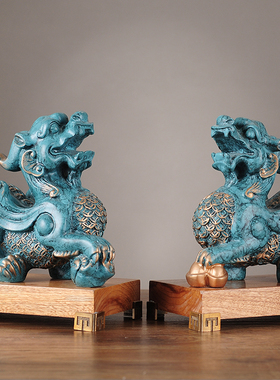 新中式貔貅摆件一对招财镇宅客厅玄关办公室酒柜装饰店铺开业礼品