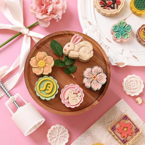 中秋月饼模具家用模型印具手压式冰皮绿豆糕点心不粘模子烘焙工具 - 图0