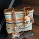 Super popular rainbow woven bag women's 2026 new summer commuting versatile single shoulder large capacity straw tote bag