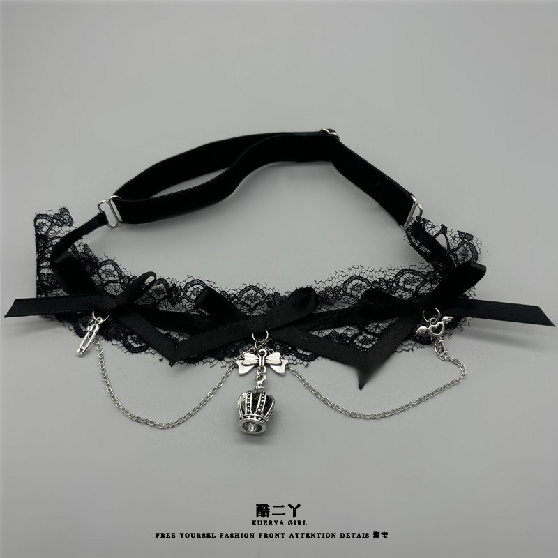 哥特风洛丽塔腿环原宿暗黑系朋克性感大腿链蕾丝蝴蝶结jk腿饰脚链,淘宝优惠券,粉丝福利购,淘宝优惠卷