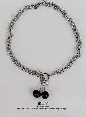 黑色樱桃项链辣妹choker女童颈链