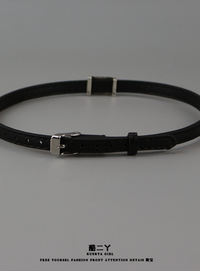 酷二丫黑色皮带扣choker项圈百搭高级感颈带锁骨项链2025爆款颈联