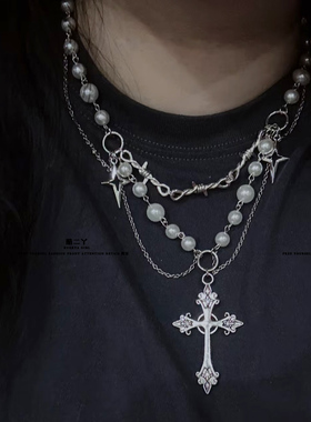 小众设计十字架项链女亚文化配饰