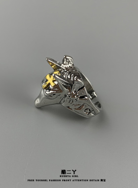 朋克阿努比斯戒指复古亚文化首饰