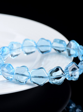 久雅水晶 天然7A级蓝色托帕石五角星手链  托帕石五角星手串 批发