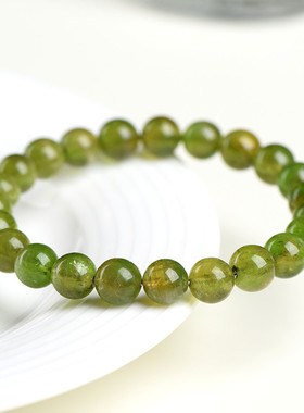 久雅水晶 天然7A级绿色碧玺圆珠手链 苹果绿碧玺散珠手串 批发