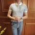 Mùa hè nam Anh Hàn Quốc Hàn Quốc Slim Cotton Áo sơ mi sọc trắng đen sọc thường Nhật Bản Áo sơ mi polo tươi Nhật Bản - Polo