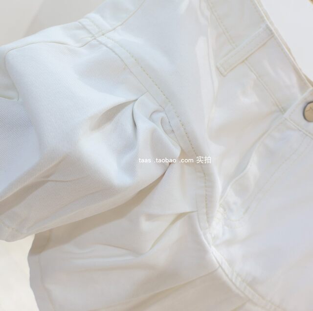 ສິ້ນ pleated ສູງ ແອວ ສູງ ເກົາຫຼີ ຝຣັ່ງ ສີ ຂາວ