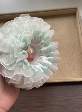 绿色kt猫四层发圈绣球发圈