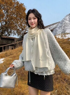 日韩精致软糯亲肤100%纯绵羊毛围巾女秋冬保暖流苏大披肩气质围脖