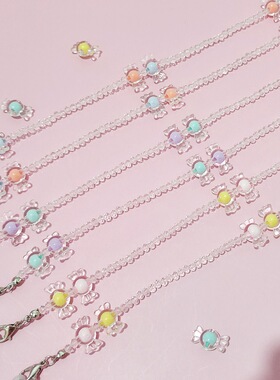 水晶甜美风口罩防掉森系眼镜链