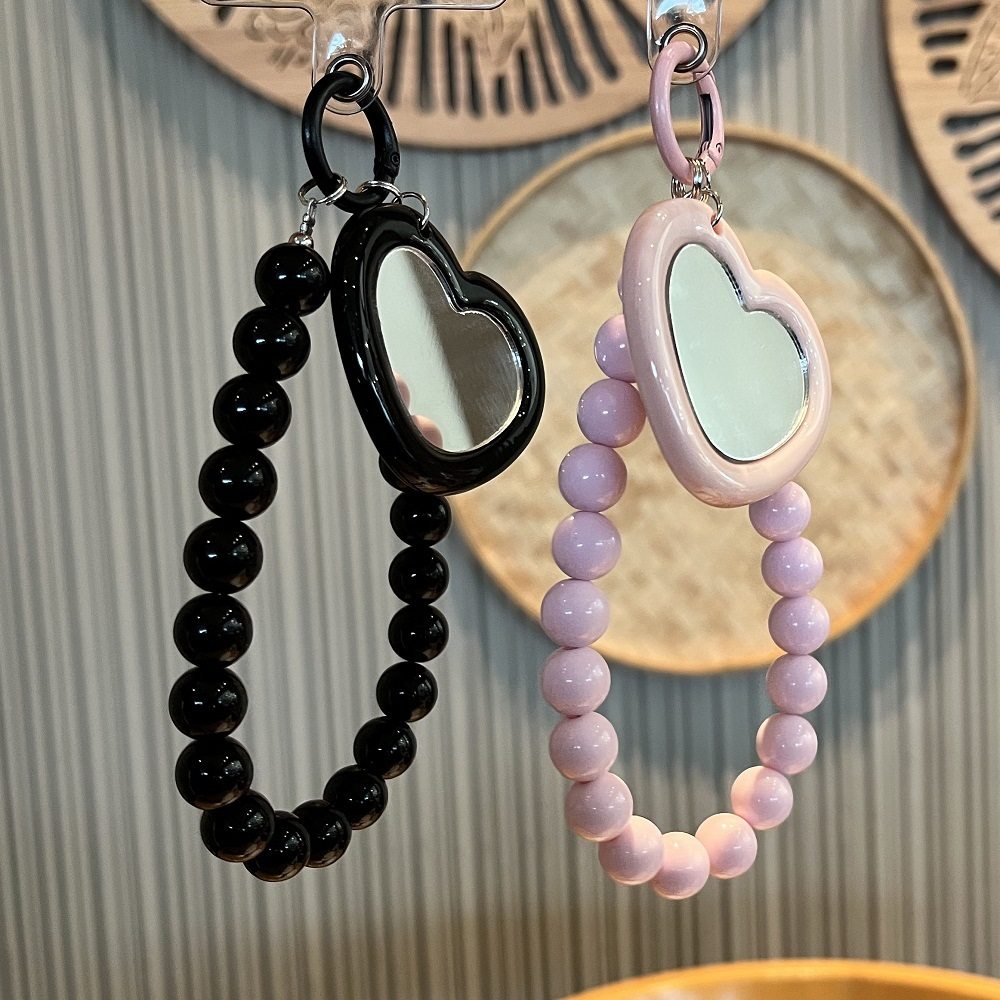 Clove 爱心小镜子手机链短款手腕挂绳纯色亚克力串珠冷淡风钥匙扣,淘宝优惠券,粉丝福利购,淘宝优惠卷