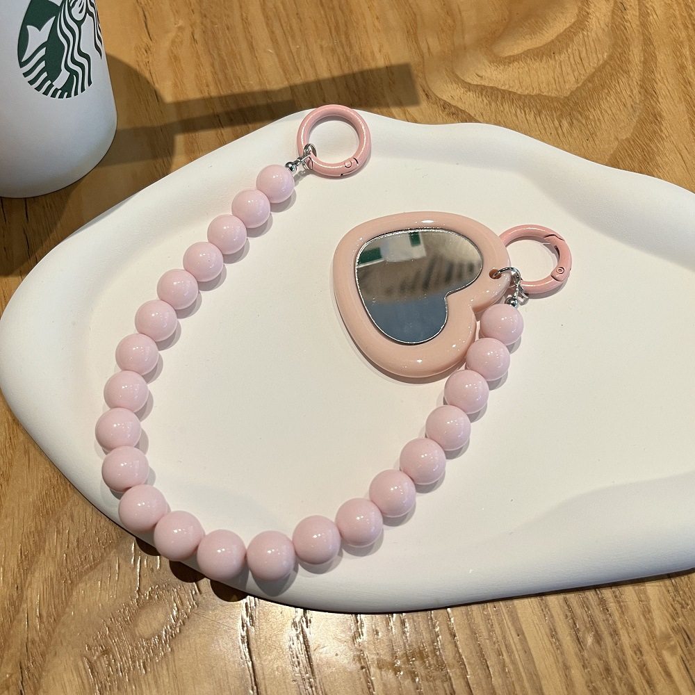 Clove 爱心小镜子手机链短款手腕挂绳纯色亚克力串珠冷淡风钥匙扣,淘宝优惠券,粉丝福利购,淘宝优惠卷