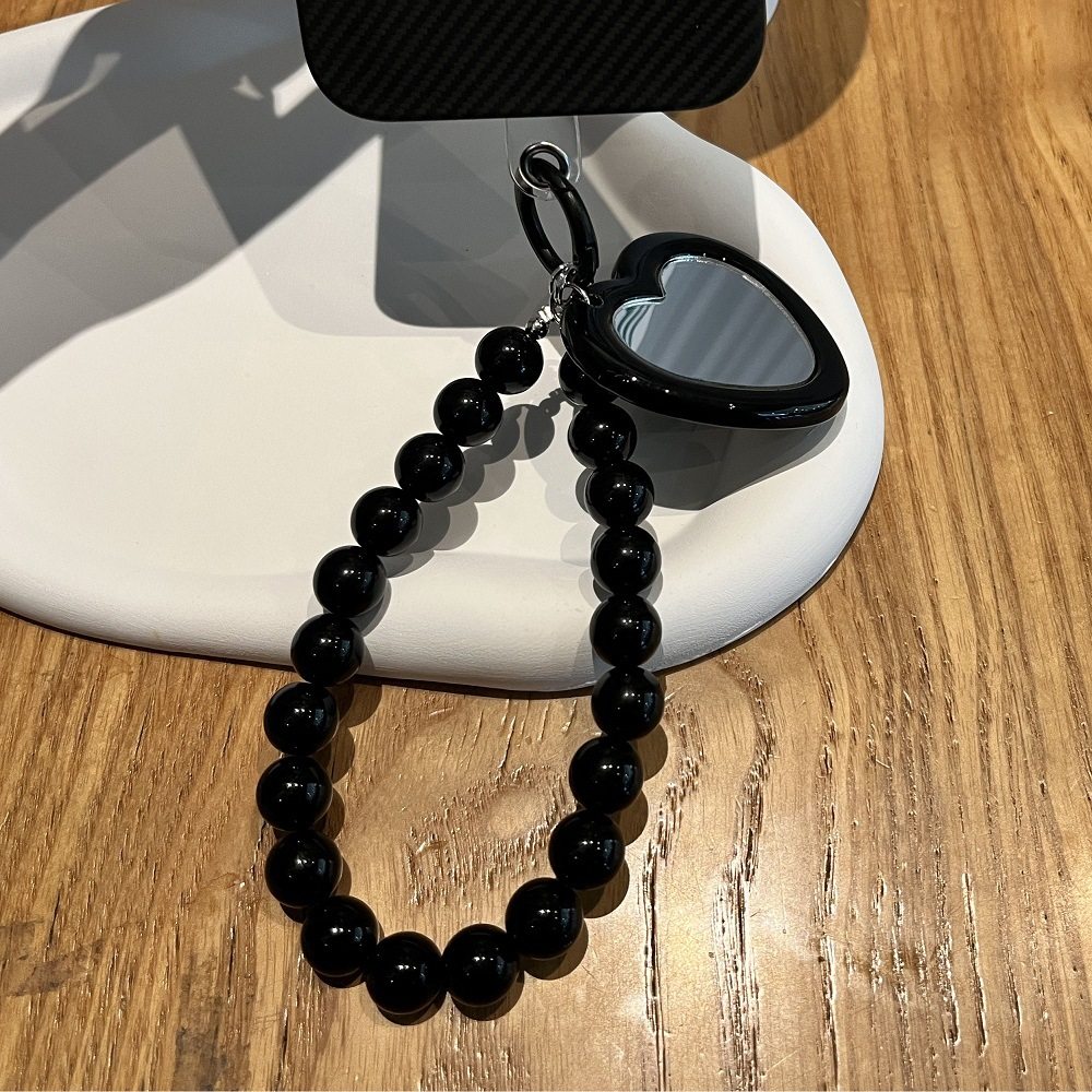 Clove 爱心小镜子手机链短款手腕挂绳纯色亚克力串珠冷淡风钥匙扣,淘宝优惠券,粉丝福利购,淘宝优惠卷