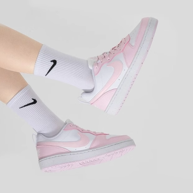 Nike Court Borough Low 休闲 防滑耐 板鞋 粉白色 DV5456-105,淘宝优惠券,粉丝福利购,淘宝优惠卷