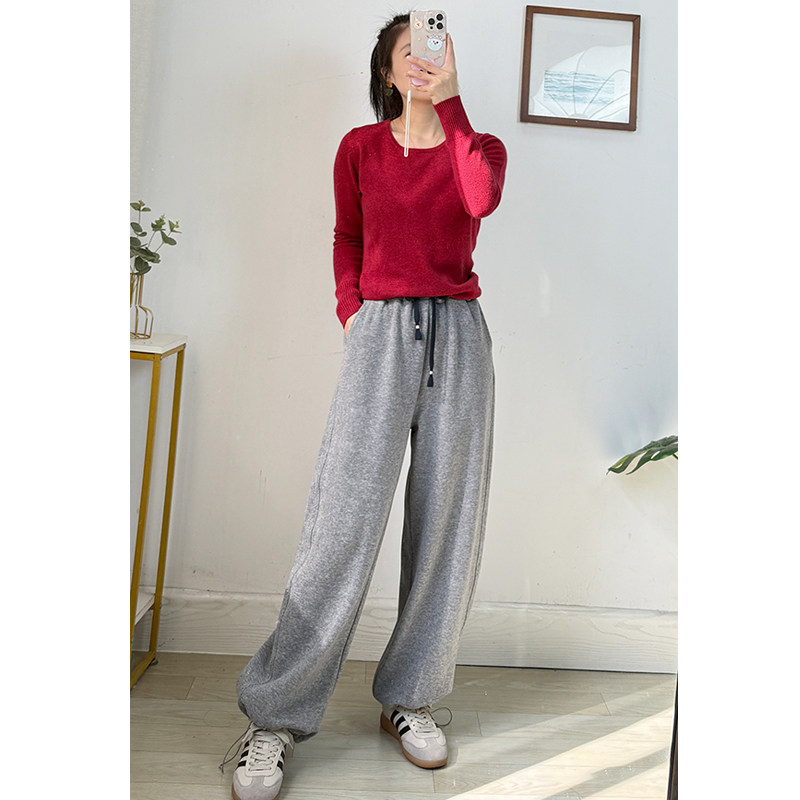 云~多 篙贵深红~100%山羊绒衫女 显瘦2025秋冬内搭针织衫圆领毛衣,淘宝优惠券,粉丝福利购,淘宝优惠卷