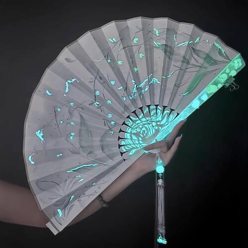 抖音同款创意可飞扇发光扇子竹林太极扇子回旋器炫酷机关魔术道具 - 图1