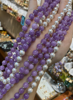 4m高品质紫色琉璃施家高亮珍珠项链轻奢高级感叠戴长款项链