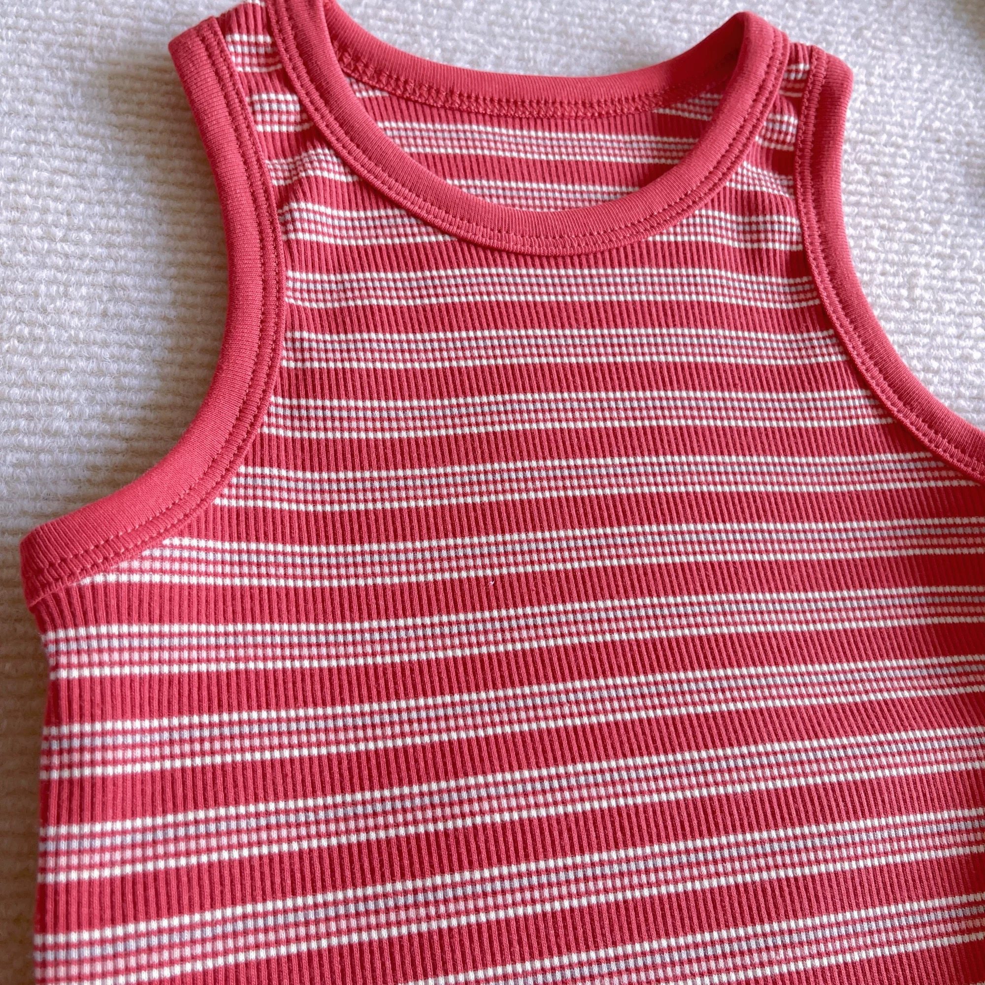 2025夏季纯棉韩版洋气女童背心吊带无袖上衣条纹儿童夏款弹力T恤,淘宝优惠券,粉丝福利购,淘宝优惠卷