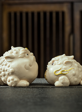 陶瓷精品三足金蟾吞金兽茶宠摆件