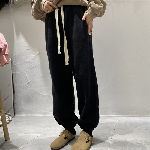 TY1980 TT 冬季新款松紧腰宽松运动休闲加绒加厚束脚卫裤女85699 - 图2