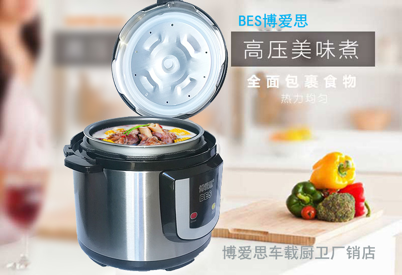 BES博爱思 12V24V小车货车家两用车载压力锅车载电饭锅双胆车用煲 - 图2