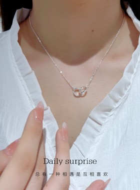 每日惊喜足银圈圈相扣项链