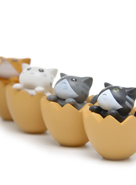 萌款蛋壳猫咪迷你手办diy微景观园艺造景公仔创意蛋糕饰品装饰