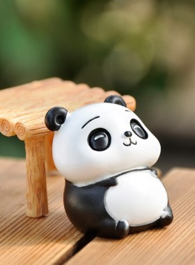 卡通熊猫合成树脂盆栽布景可爱