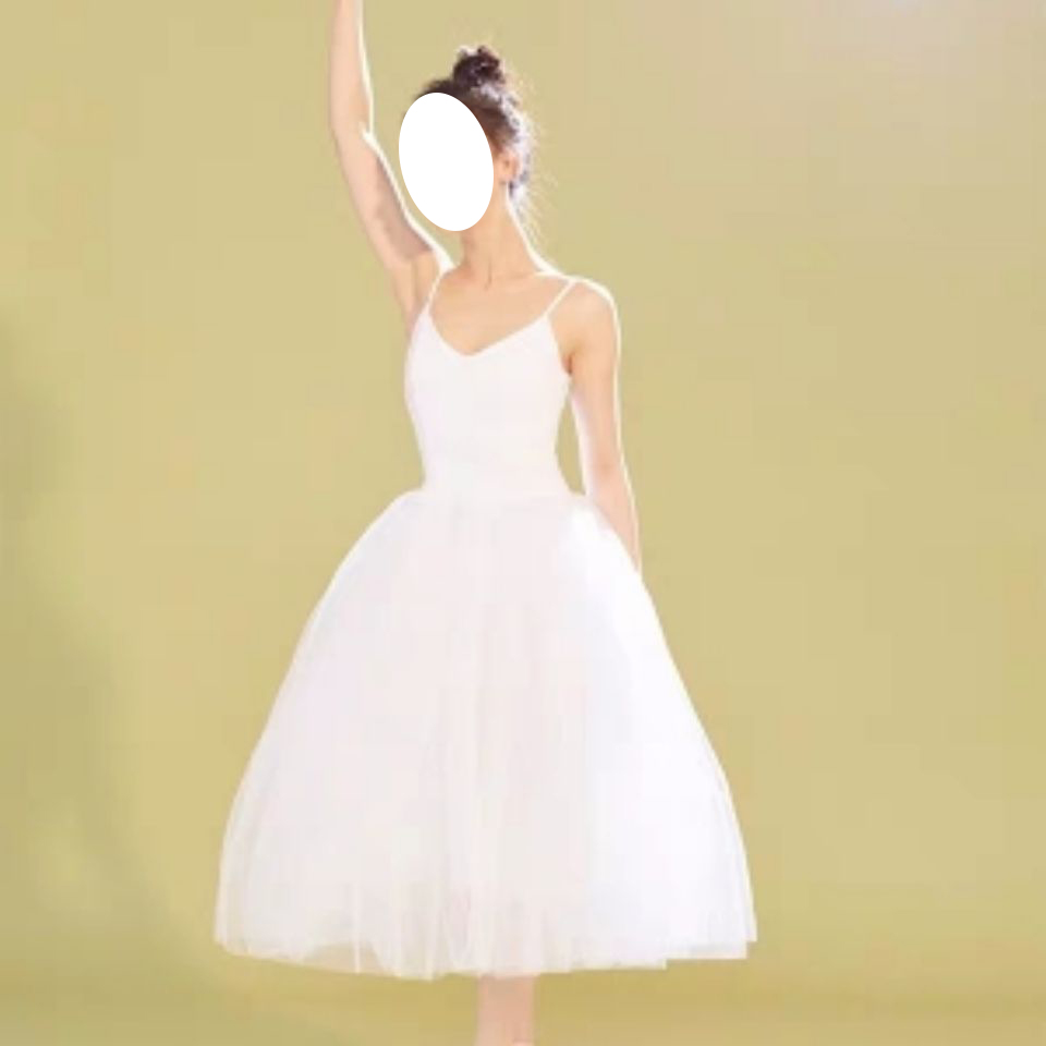新款儿童芭蕾舞练功服演出服吊带网纱裙白色小天鹅湖表演活动比赛