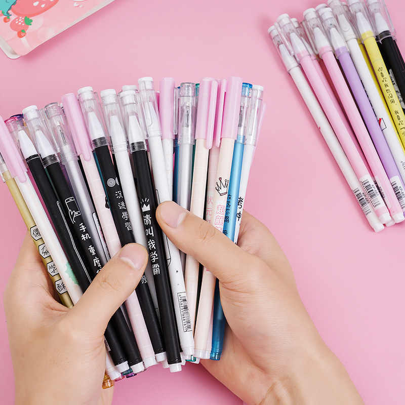 黑色签字笔学生用品小礼品文具批卡通可爱创意中性笔办公水性笔 - 图0