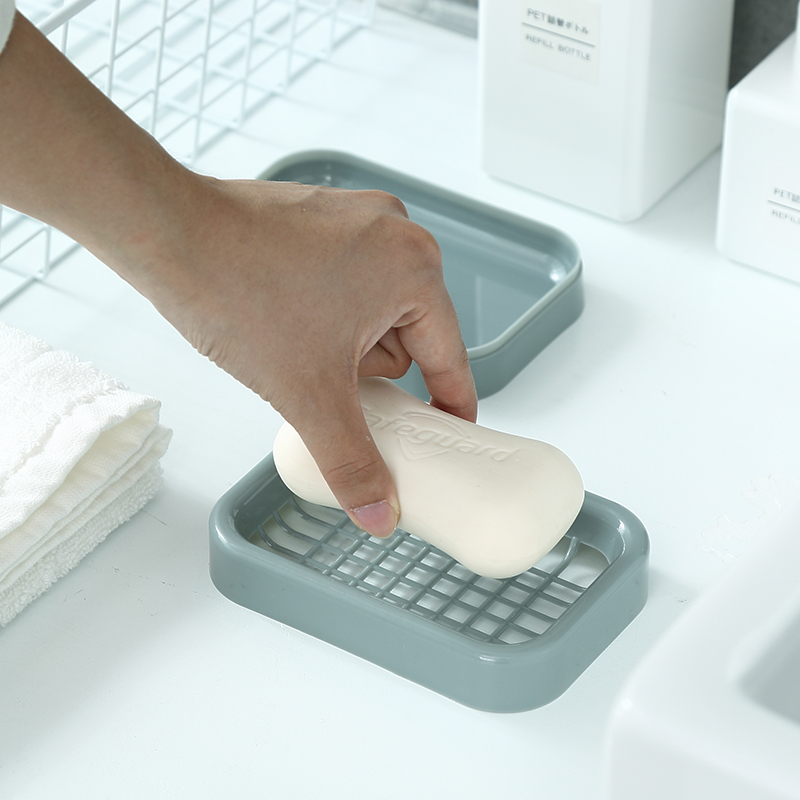 双层网状香皂盒创意沥水塑料学生简约便携双格宿舍置物用具肥皂盒 - 图1
