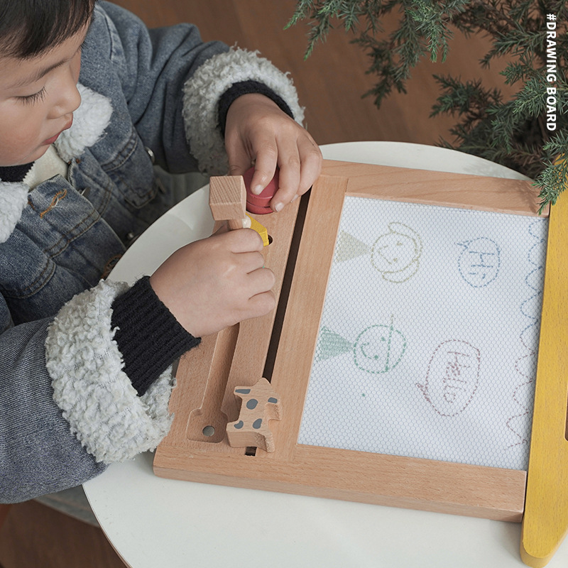 木制儿童画画板磁性写字涂鸦板彩色家用可擦小孩幼儿3岁玩具宝宝 - 图2