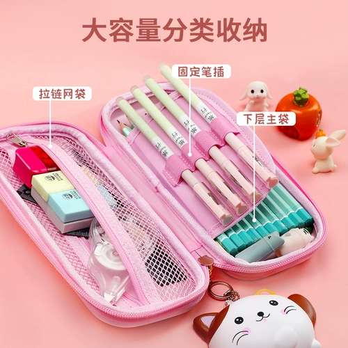 Вместительный и большой водонепроницаемый мультяшный двухэтажный пенал для первого класса для мальчиков для школьников для детского сада, система хранения, 3D, антистресс, популярно в интернете, новая коллекция