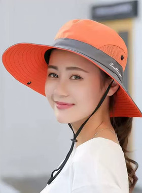 女式户外防晒折叠奔尼帽