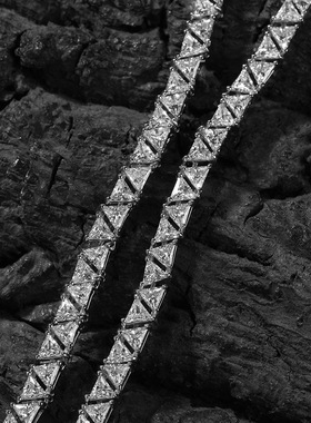 三角形钻锆石小众设计网球链