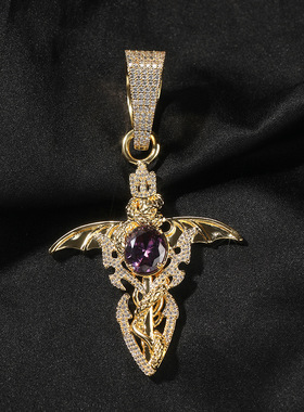 ICEBLING紫色宝石翅膀十字架