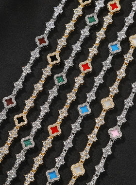 四叶草满钻网球手链女轻奢