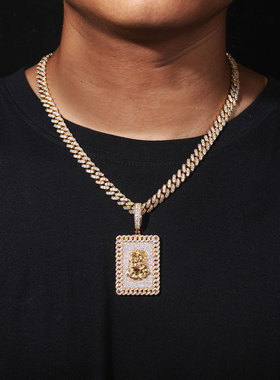 古巴边框人物头像满钻吊牌吊坠