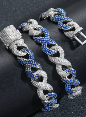 无限循环8字蓝色拼色古巴链