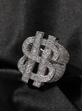 ICEBLING美元符号个性满钻戒指