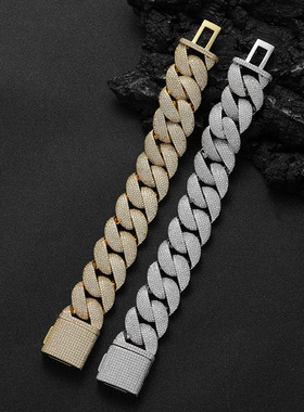 24MM夸张满钻粗古巴手链