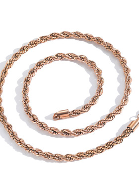 钛钢不掉色素链子麻花链简约