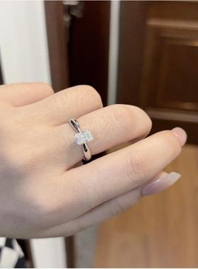 一克拉祖母绿单钻纯银戒指